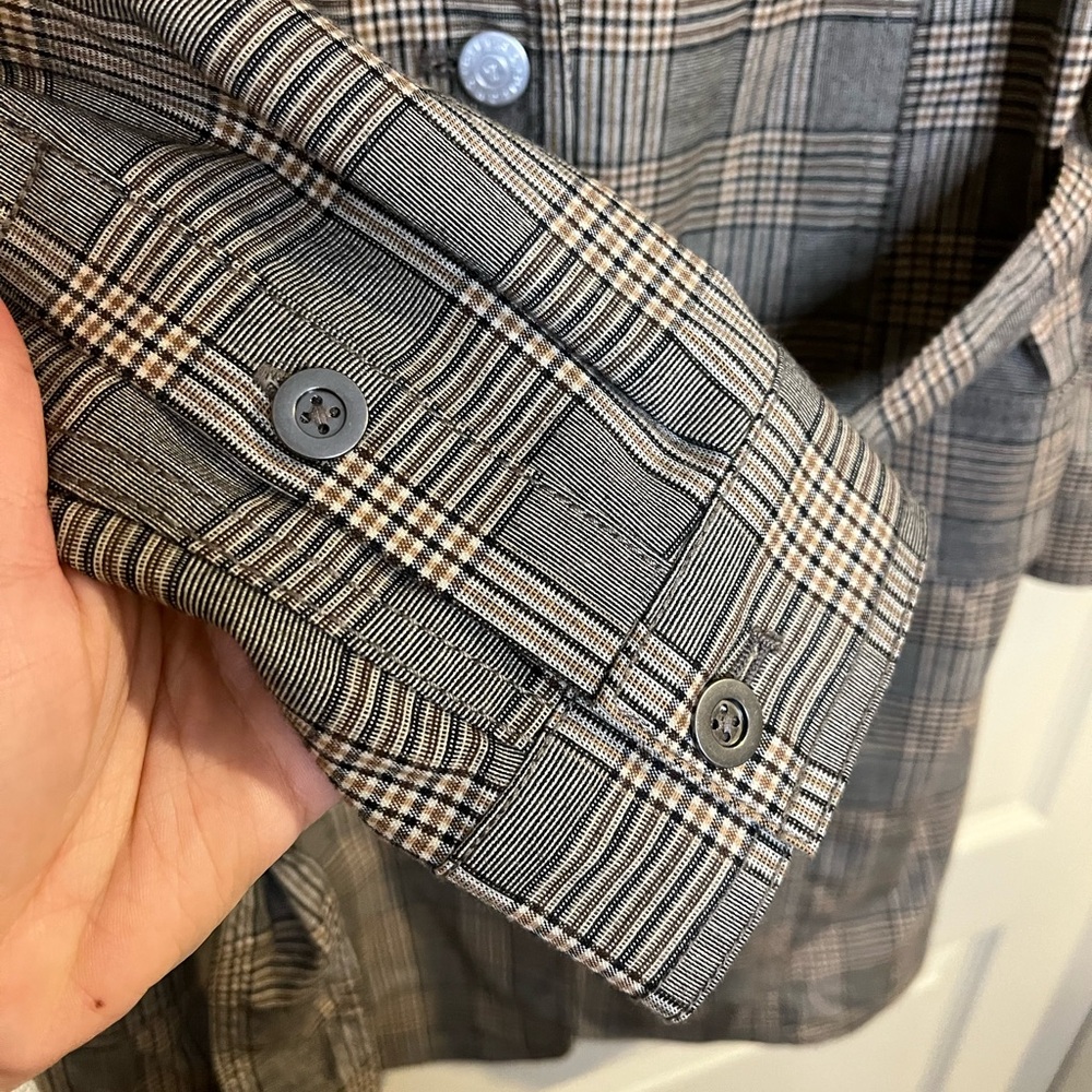 PILCRO Plaid Belted Women’s Trench Jacket - Gray/Taupe - Picture 4 of 8